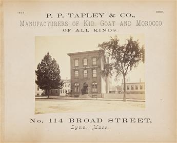 (INDUSTRIAL) Album with 25 photos entitled Photographic Views of Lynn, Massachusetts, With Historical Sketches from 1629-1879. 1879.